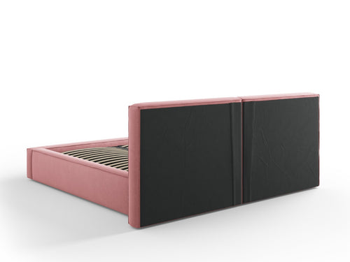 Cosmopolitan Design Opbergbed met dubbel hoofdbord Arendal 180x200cm, structurele stof, roze - 228x234x97.5cm
