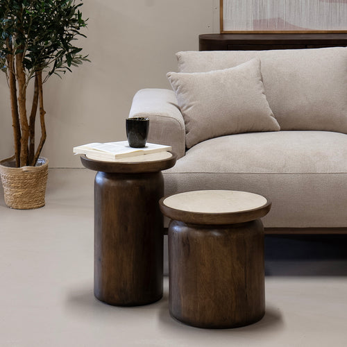 Giga Meubel Salontafel Kaja - Rond - Marmer - 38cm