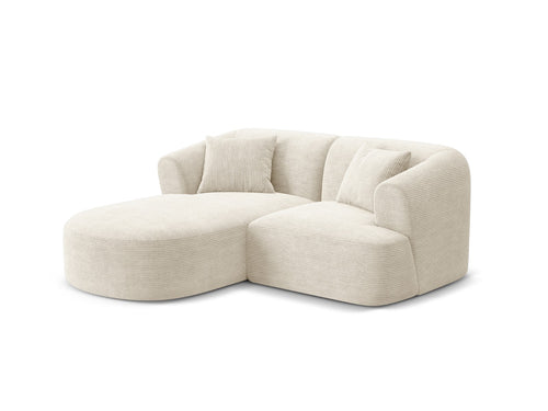 Cosmopolitan Design Modulaire hoekbank links Campi 3-zits, ribfluwelen ivoor - 156x180x70cm