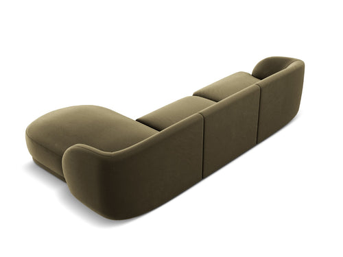 Micadoni rechter hoekbank Miley 4-zits, flueel, groente - 156x255x70cm