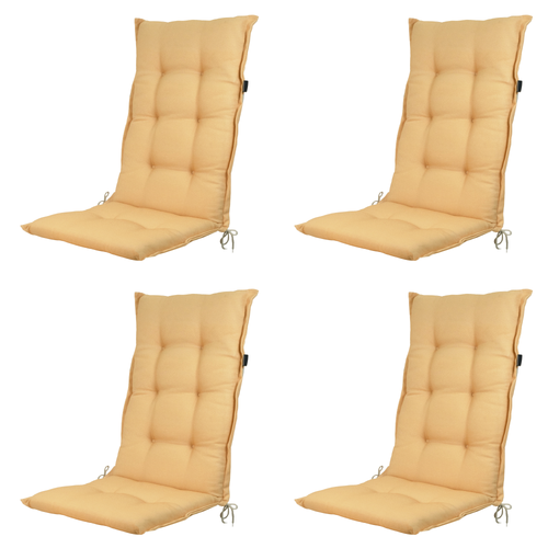 Madison tuinstoelkussen hoge rug Napels - geel - 123x50x5cm - set van 4