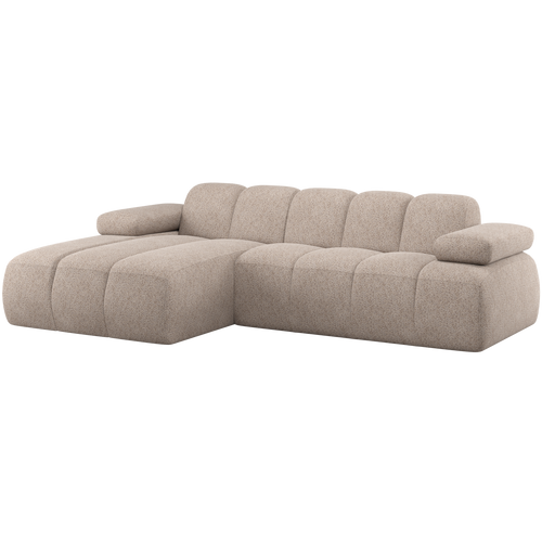 WOOOD chaise longue bank links Mojo - Wollig - Donkerzand - 74x284x160 - vtwonen shop