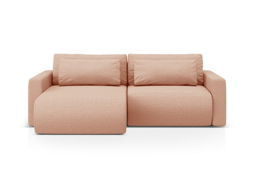 Cosmopolitan Design Omkeerbare converteerbare hoekbank met opbergdoos Belfast 3-zits, structurele stof perzik - 149x240x84cm