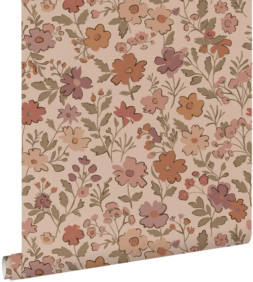 ESTAhome behang bloemetjes terracotta roze - 53 cm x 10.05 m - 131321 - vtwonen shop