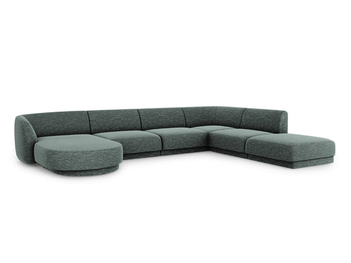 Micadoni Panoramische hoekbank rechts Miley 6-zits, chenille, olie - 255x330x70cm