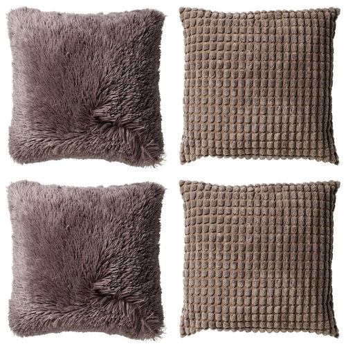 KUSSENSET - 4-delig - Cosy Favourites - 45x45 cm - inclusief binnenkussens - taupe