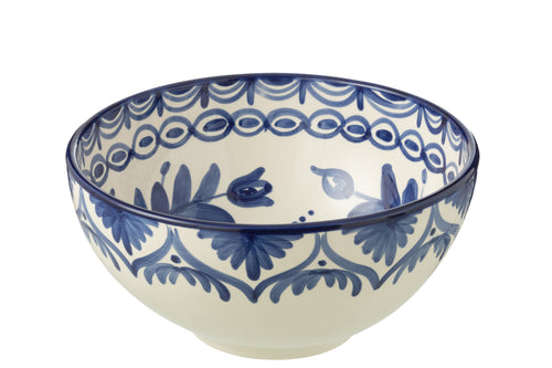 J-Line kom Granada High - keramiek - wit/blauw - large - Ø 28 cm - vtwonen shop