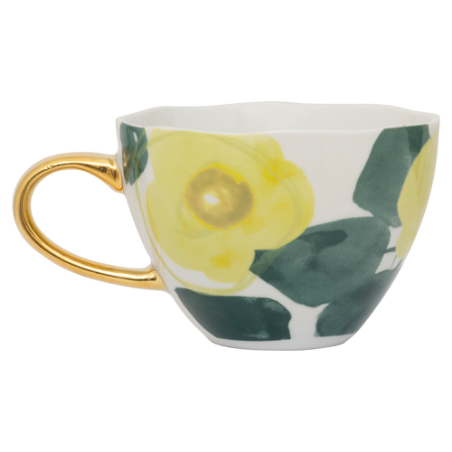 Urban Nature Culture Good Morning kopje Cappuccino/Tea Floral Art - Limelight - Ø 11x8cm - vtwonen shop