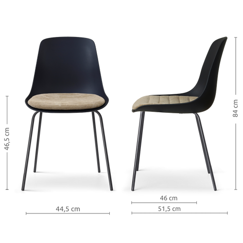 Nolon Nora-Liv eetkamerstoel zwart met nougatbruin zitkussen - zwart onderstel - vtwonen shop