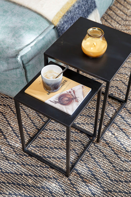 Mica Decorations Goa Bijzettafel - Set van 2 - L30 x B30 x H42 cm - Metaal - Zwart - vtwonen shop