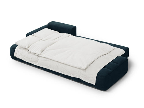 Cosmopolitan Design Uitklapbare hoekbank links met opbergdoos Linz 3-zits, flueel diepe olie - 142x275x84cm