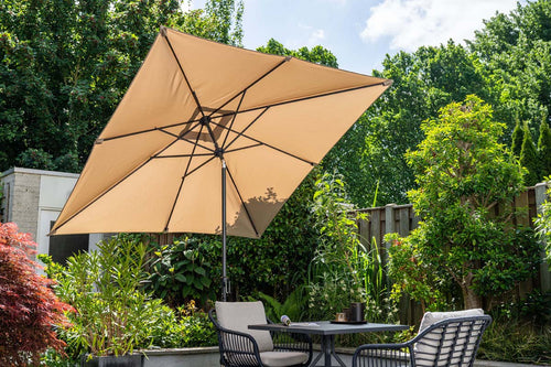 Garden Impressions Lotus parasolset 250x250 taupe met voet en hoes
