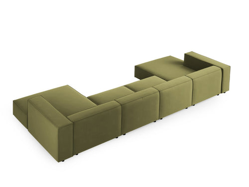 Cosmopolitan Design Panoramische bank Arendal 6-zits, flueel, lichtgroen - 166x364x70cm