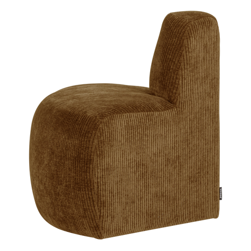 WOOOD eetbank hoek rond rugleuning Mojo Base - Rib - Honinggeel - 83x76x76