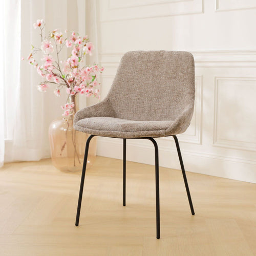 Nolon Nora-Isa Eetkamerstoel Bruin - Stof - Zwart Onderstel - vtwonen shop