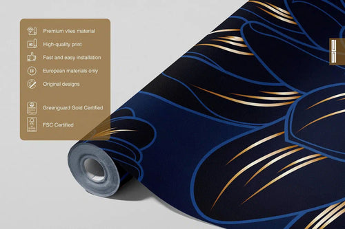 Sanders & Sanders fotobehang bloemen blauw en goud - 375 x 270 cm - 601457