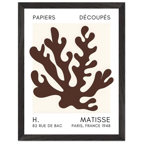 Artfulprints Poster met Lijst Matisse – Saltflower shapes brown   - 30x40 cm - Bruin