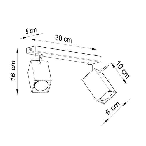 Sollux Lighting Plafondlamp MERIDA 2 zwart - 30x6x16cm