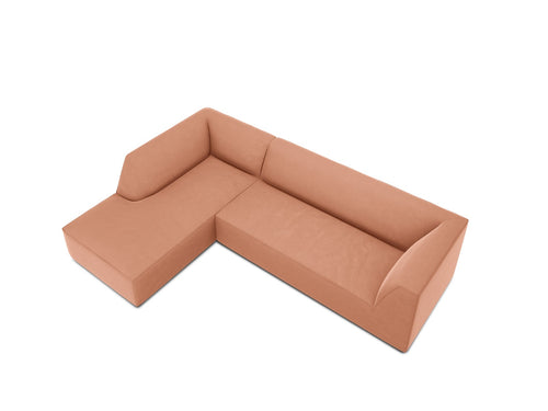 Micadoni linker hoekbank Ruby 4-zits, flueel, roze - 180x273x69cm