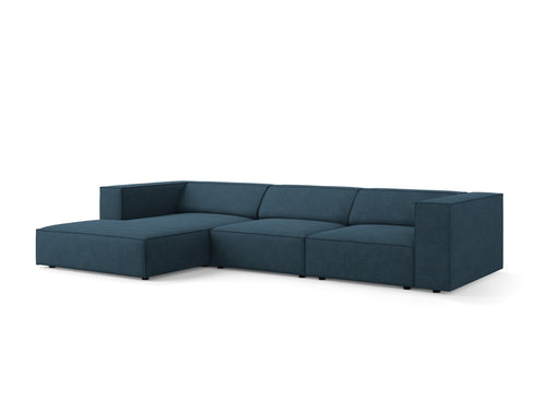 Cosmopolitan Design linker hoekbank Arendal 4-zits, chenille met ribbeleffect, marineblauw - 166x284x70cm