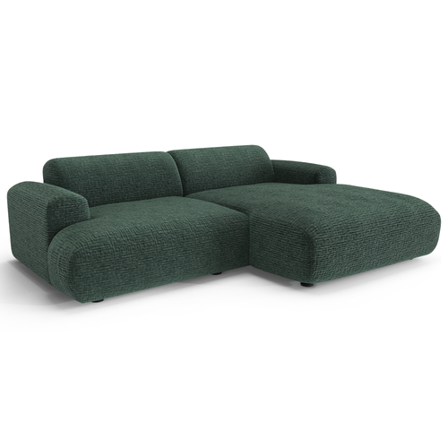 Sia Home - Rechthoekige hoekbank MYRA - fluweel met patronen smaragdgroen 266cm