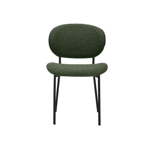 LABEL51 Eetkamerstoel Senn - Donkergroen/Zwart Bouclé - Set van 2