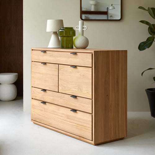 Tikamoon Massief teakhouten commode - Naturel - vtwonen shop