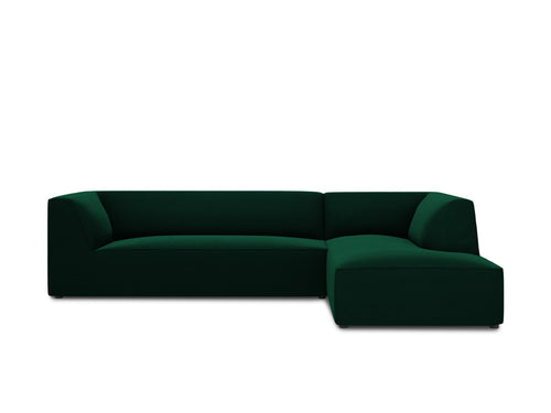Micadoni rechter hoekbank Ruby 4-zits, flueel, flessengroen - 180x273x69cm