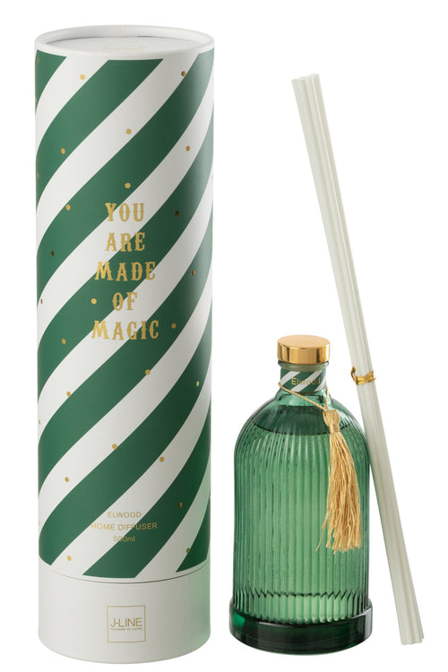 J-Line geurstokjes Magic - Elwood - glas - wit/groen - large