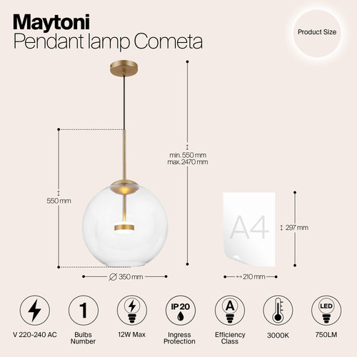 Maytoni - Hanglamp Cometa - Goud - Ø35 - vtwonen shop