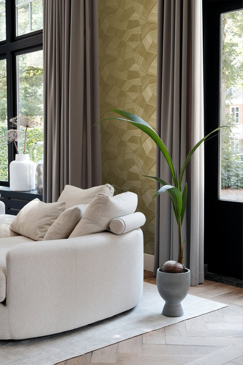 Origin Wallcoverings eco-texture vliesbehang grafisch 3D motief goud - 0.53 x 10.05 m - 347822 - vtwonen shop