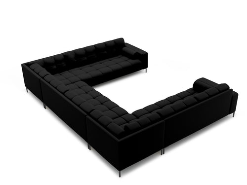 Cosmopolitan Design Panoramische bank Bali 9-zits, structurele stof, zwart - 256x327x75cm