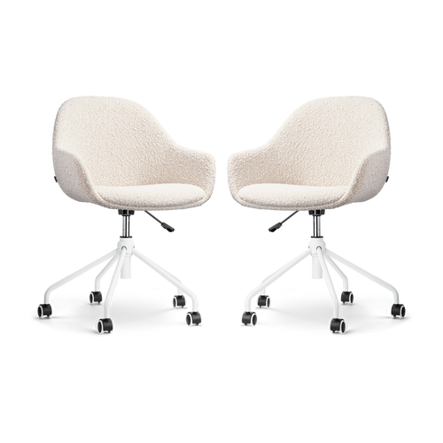 Nolon Nout-Mae Bureaustoelen Set van 2 - Bouclé Beige - Wit