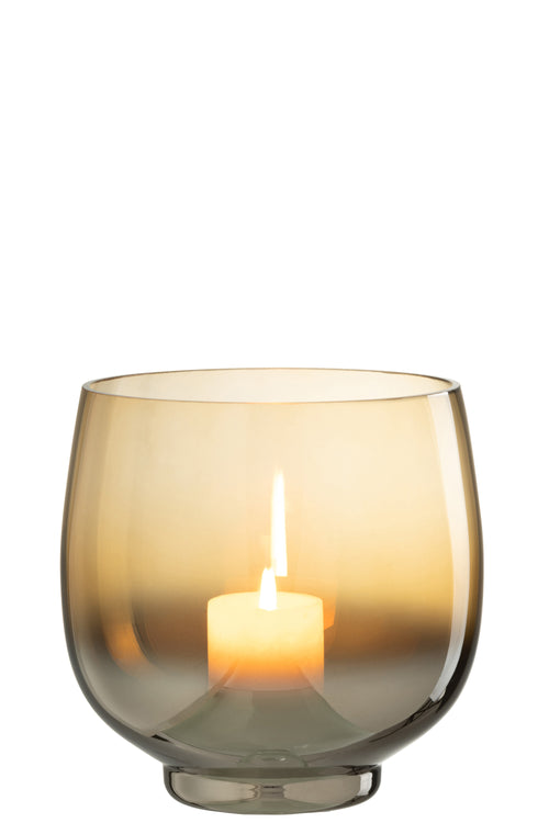 J-Line windlicht Rond - glas - geel/zilver - large - vtwonen shop