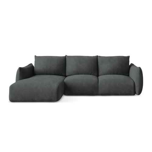 LaMiaSofa hoekbank links Savona - chenille stof - donkergrijs - 242x162x90