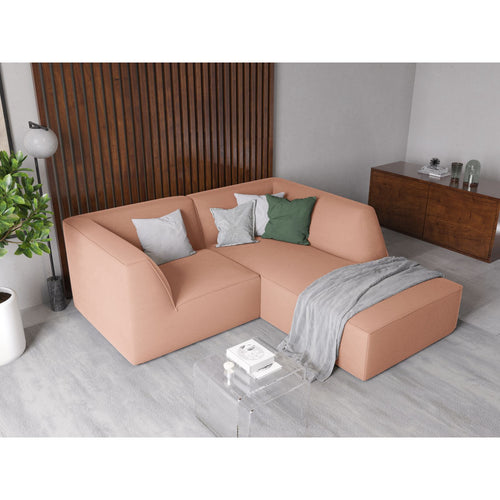 Cosmopolitan Design - Modulaire hoekbank rechts Siena 3-zits, flueel roze - 180x186x69cm