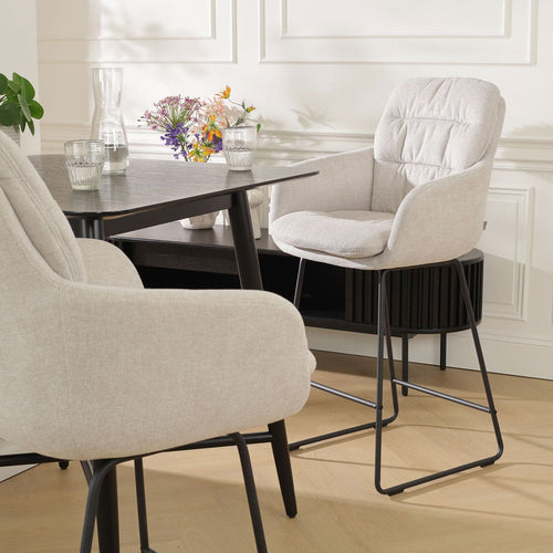 Nolon Nino-Mia Barkrukken Set van 2 - Beige - Zwart - 75 cm