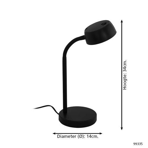 EGLO tafellamp Cabales - 14 cm - zwart