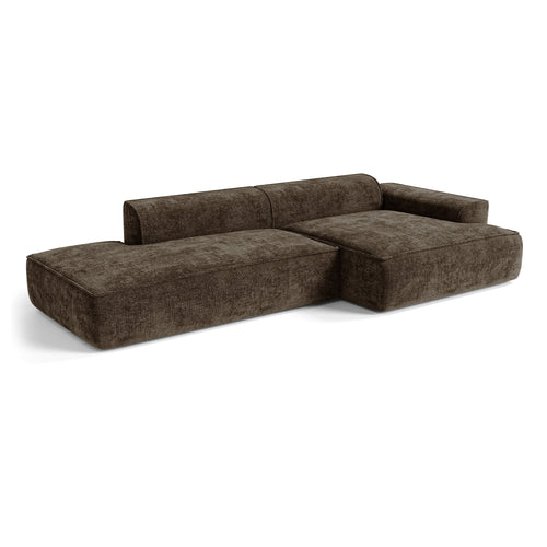 Premium Interiors - Rechthoekige hoekbank HANA - fluweel weefsel expresso bruin 300cm