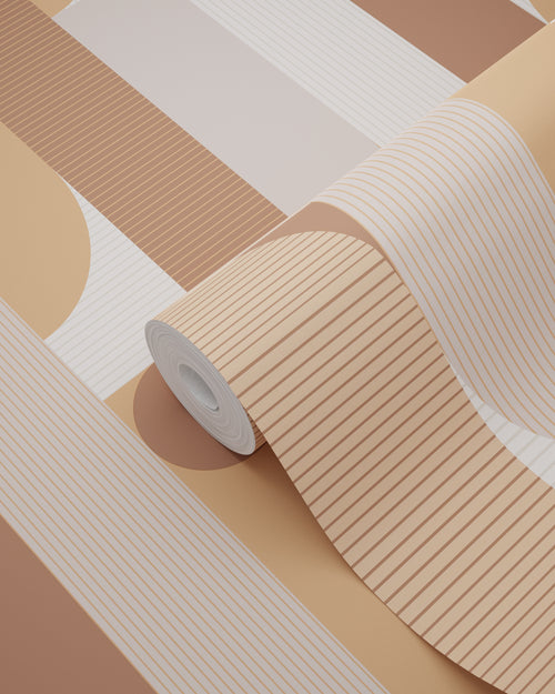 ESTAhome behang geometrische vormen lichtbruin - 50 x 900 cm - 131060 - vtwonen shop