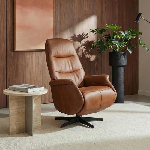 Furnhouse relaxfauteuil Delta - Cognacbruin - Draaibaar - 79x90x114