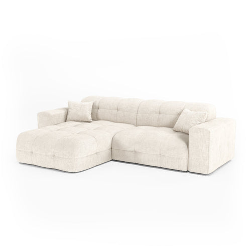 Premium Interiors - Hoekbank links COCOON - gewaafd fluweel crème 230cm