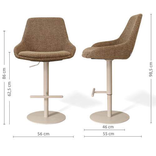 Nolon Niva-Isa tulp barkruk bruin blend verstelbaar - beige poten