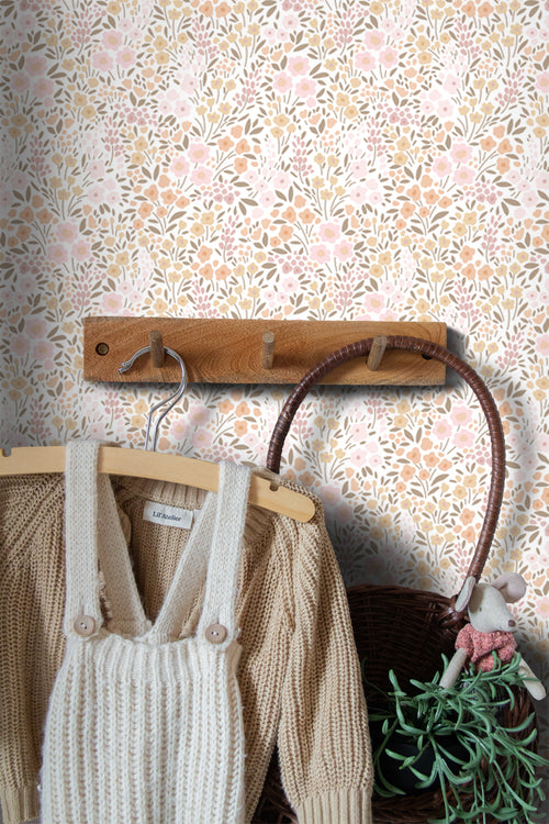 ESTAhome behang bloemetjes zacht roze en beige - 53 cm x 10.05 m - 139533