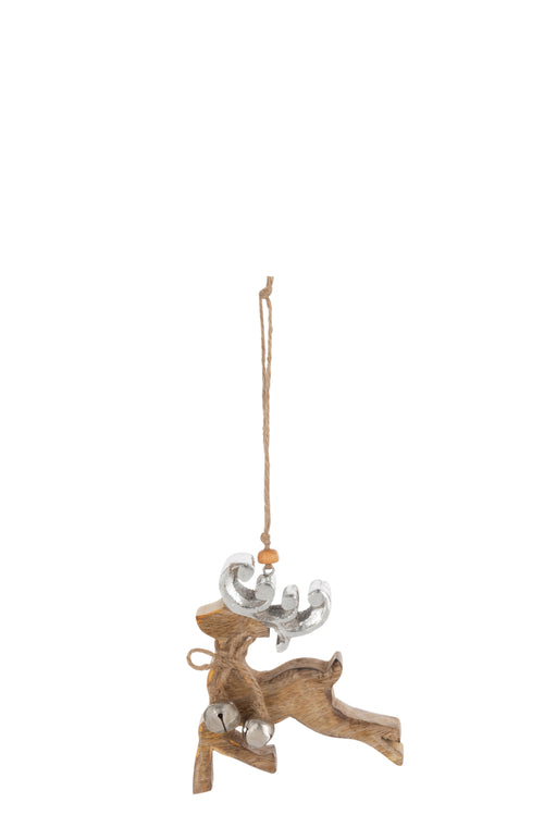 J-Line kersthanger Rendier - hout - naturel/zilver - 4 stuks - vtwonen shop