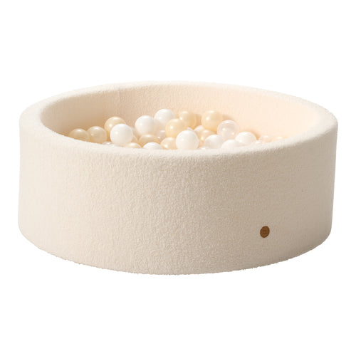 Petite Amélie Ballenbak Rond - 90x30 cm-  Ballenbad incl. 200 ballen - Off-white Teddy - vtwonen shop