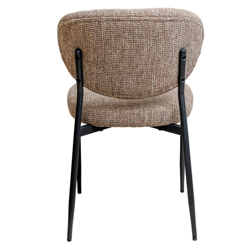 Giga Meubel Eetkamerstoel Vajèn Taupe – Chenille – Zwart Metalen Onderstel - Set van 2