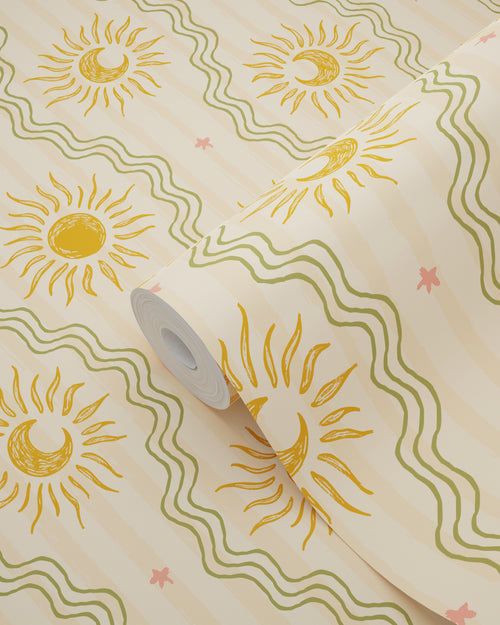 ESTAhome behang retro ornamenten geel, oranje en groen - 50 x 900 cm - 131714