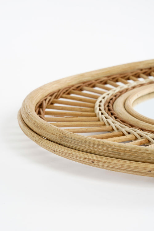 Mica Decorations Oval Wandspiegel - L59 x B40 x H3 cm - Rotan - Lichtbruin - vtwonen shop