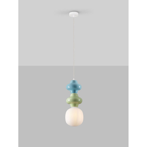Nova Luce CLIO Slanke hanglamp voor aan het plafond, groen, blauw, mat wit, E14 fitting, 1x5W